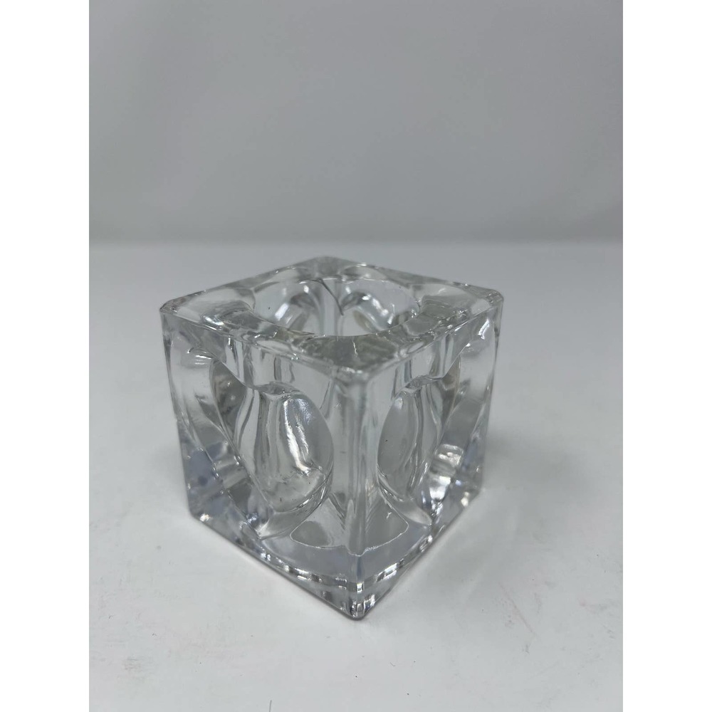 Hearts Inset‎ Clear Glass Square Votive Candle Holder 2 3/4" Tall & Wide